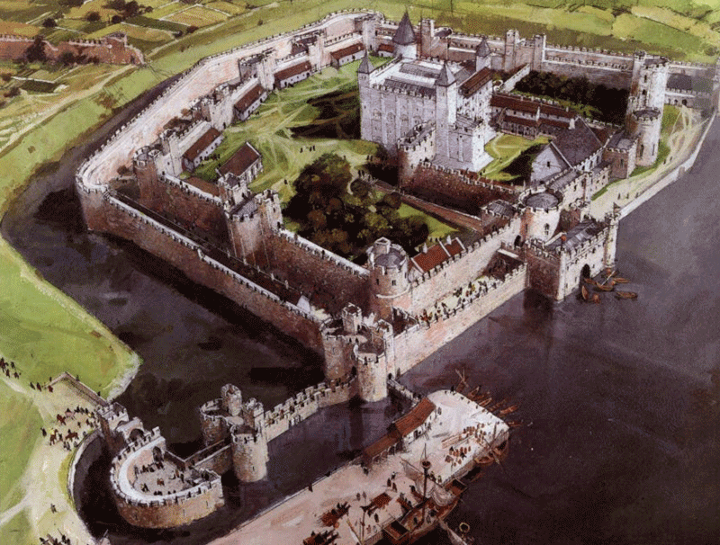 Tower of London with the moat.