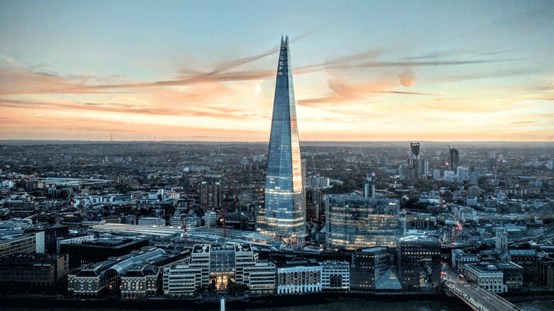 The Shard is the highest building in London.