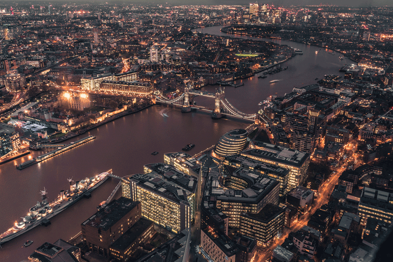 View from The Shard in the evening